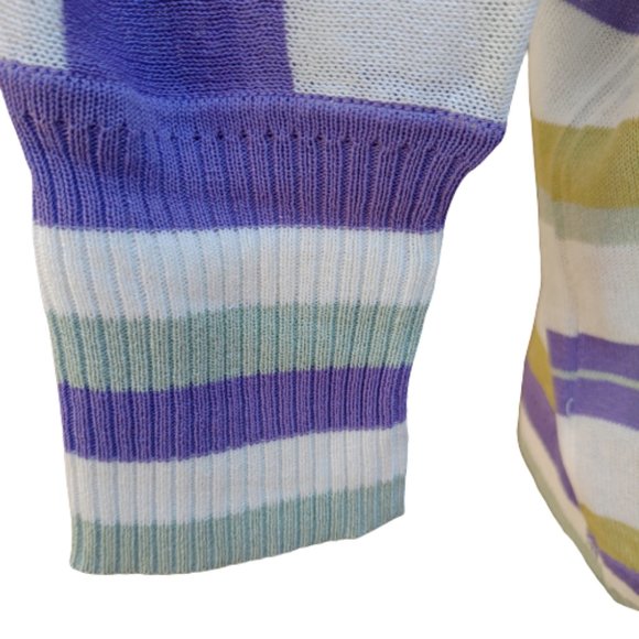 Skylar Rose Multicolor Purple Striped Cardigan Sweater NEW - Picture 5 of 8